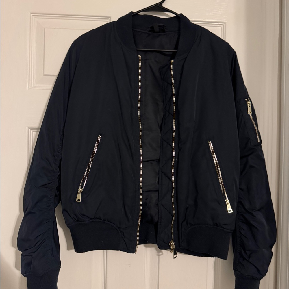 Topshop Navy Bomber Jacket